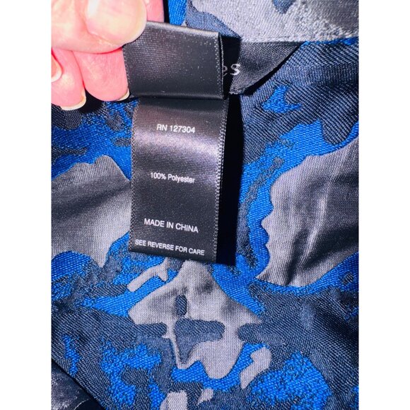 Ali Miles XL Blue Silver Abstract Statement Jacket Office Evening Artsy Blazer - Picture 7 of 11